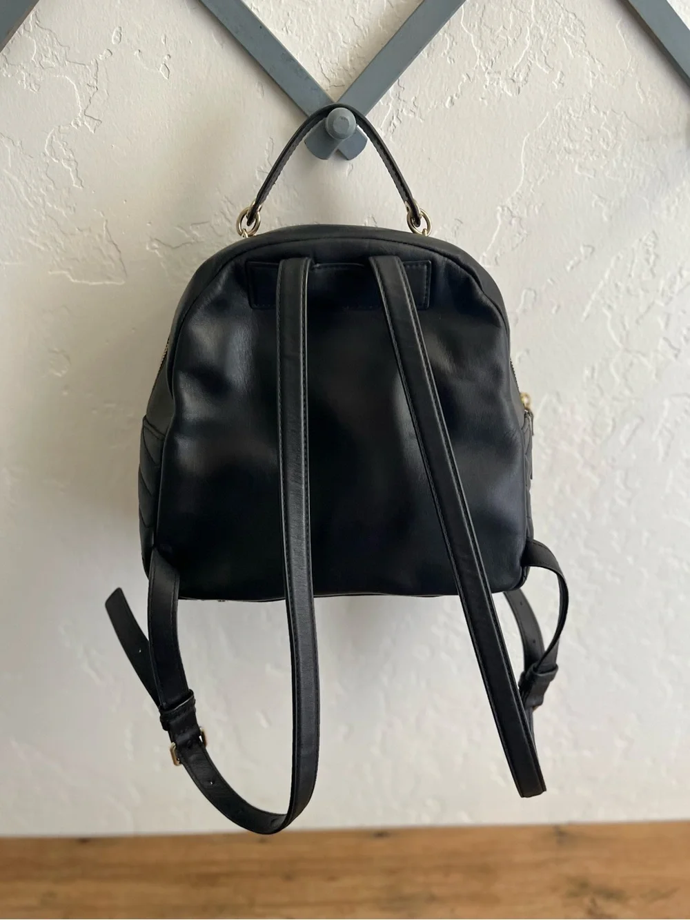 Kate Spade Quilted Black Leather Mini Backpack with Gold Accents